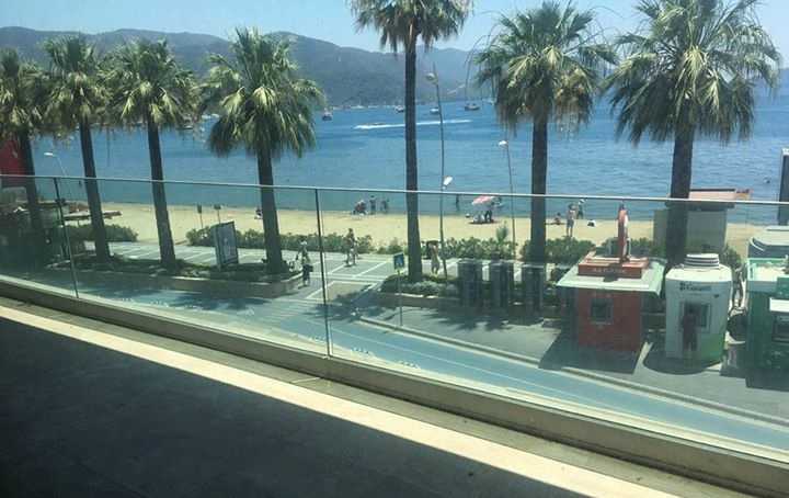 Modern Sea Front Marmaris Apartment - Glass panelled balcony
